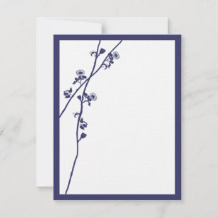 Navy Wild Flower Branches Wedding RSVP Card