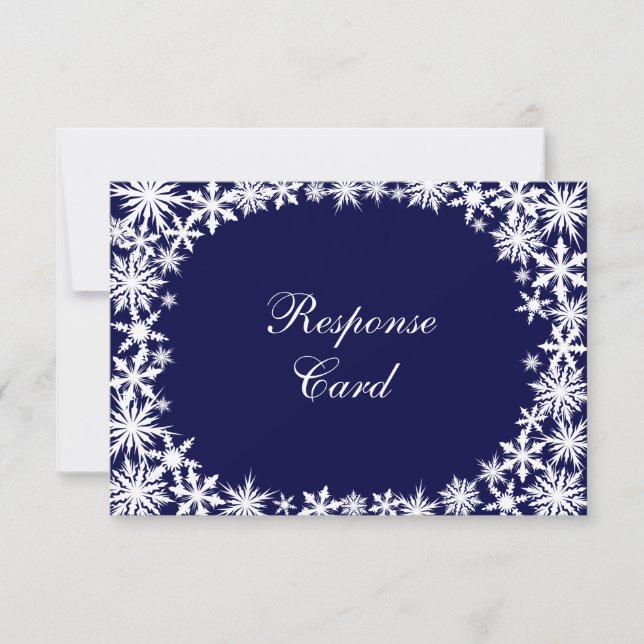 Navy Winter Lace RSVP Card (Front)