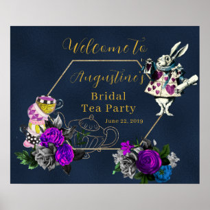 Navy Wonderland Bridal Tea Welcome Poster