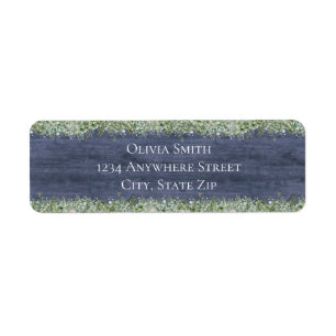 Navy Wood Eucalyptus Return Address Labels