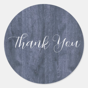 Navy Wood Eucalyptus Wedding Round Stickers