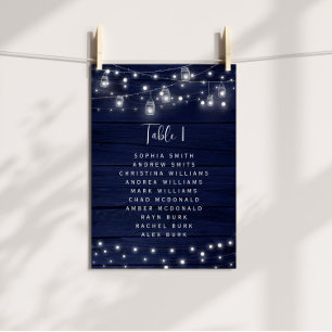 Navy Wood Mason Jars Table Number 1 Seating Chart