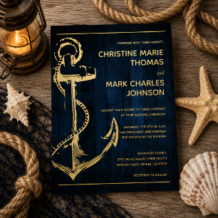 Navy Wood Nautical Ship Anchor Wedding
