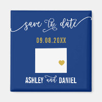 Navy Wyoming Wedding Save the Date State Map