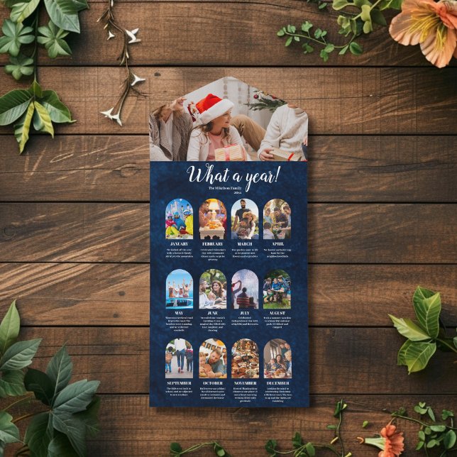Navy Year in Review Multi Photo Collage Christmas All In One Invitation (Creator Uploaded)