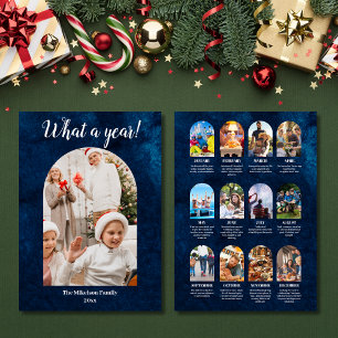 Navy Year in Review Multi Photo Collage Christmas Announcement