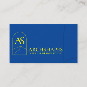 Navy Yellow Architecture Geometry Interior Business Card