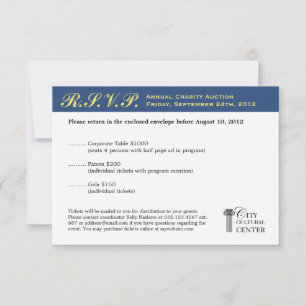 Navy yellow business gala event corporate RSVP Card