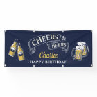Navy Yellow Cheers And Beers Any Age Birthday