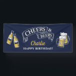 Navy Yellow Cheers And Beers Any Age Birthday Banner<br><div class="desc">Stylish cheers and beers to 50 years typography design in navy blue,  yellow and white,  custom it with your own text,  fun and unique,  great for any age adult birthday party for men,  or beer anniversary party for any occasion.</div>