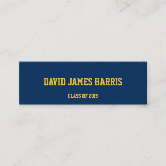 Navy yellow collegiate graduation insert name card
