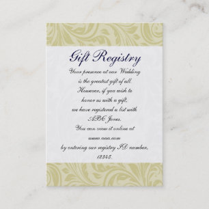 Navy Yellow FAUX ribbon diamante buckle Wedding Business Card