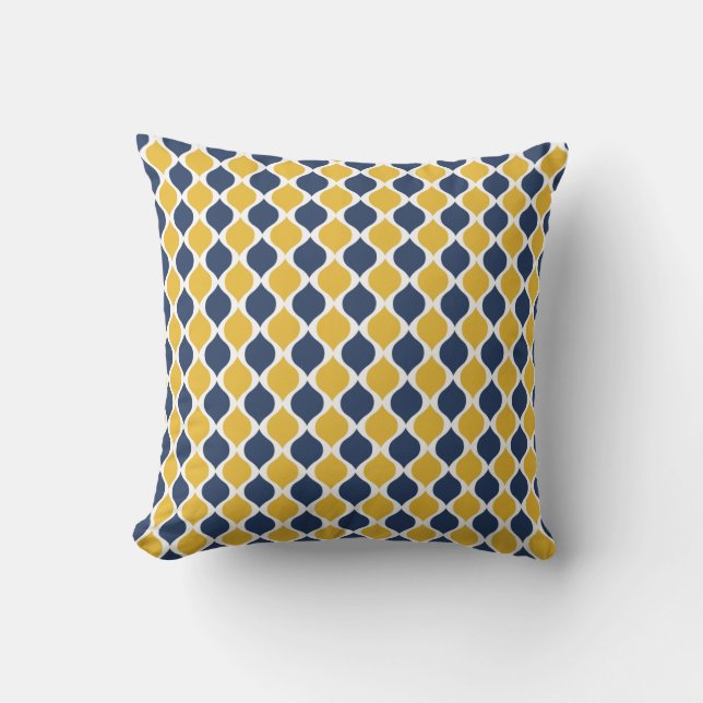 Navy & Yellow Geometric Throw Pillow 16x16 (Front)