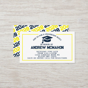 Navy Yellow Graduation Invite Announcement Insert