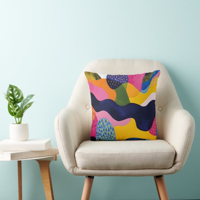 Navy, Yellow, Pink, and Blue Colour Pop Cushion (Chair)