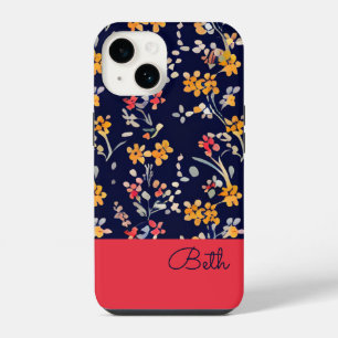Navy Yellow Wildflower iPhone 14 Case