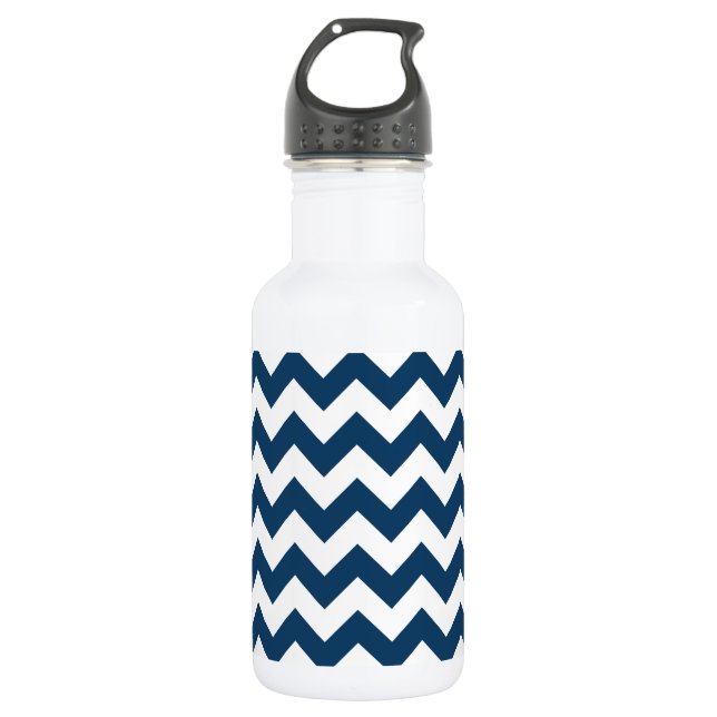 Navy Zigzag, Navy Chevron, Geometric Pattern 532 Ml Water Bottle (Front)