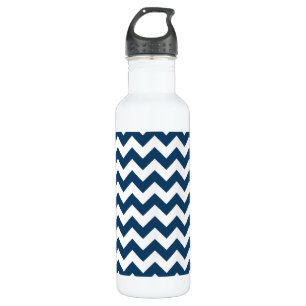 Navy Zigzag, Navy Chevron, Geometric Pattern 710 Ml Water Bottle
