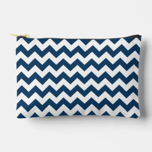 Navy Zigzag, Navy Chevron, Geometric Pattern Accessory Pouch
