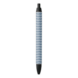 Navy Zigzag, Navy Chevron, Geometric Pattern Black Ink Pen