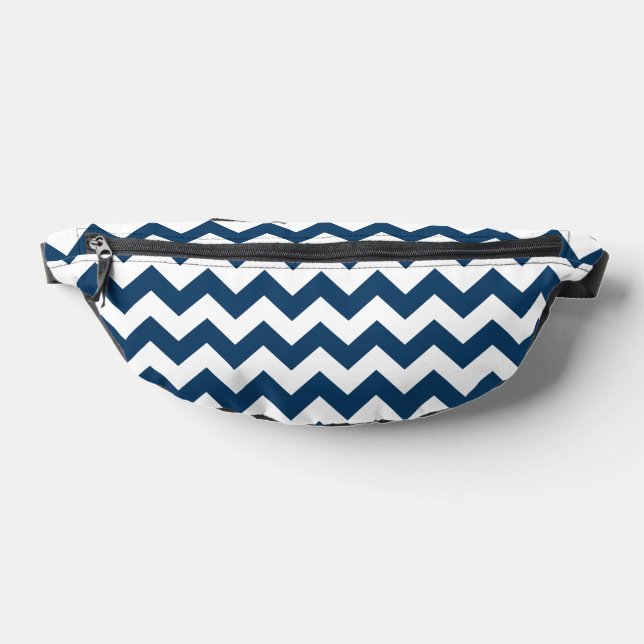 Navy Zigzag, Navy Chevron, Geometric Pattern Bum Bags (Lay Down)