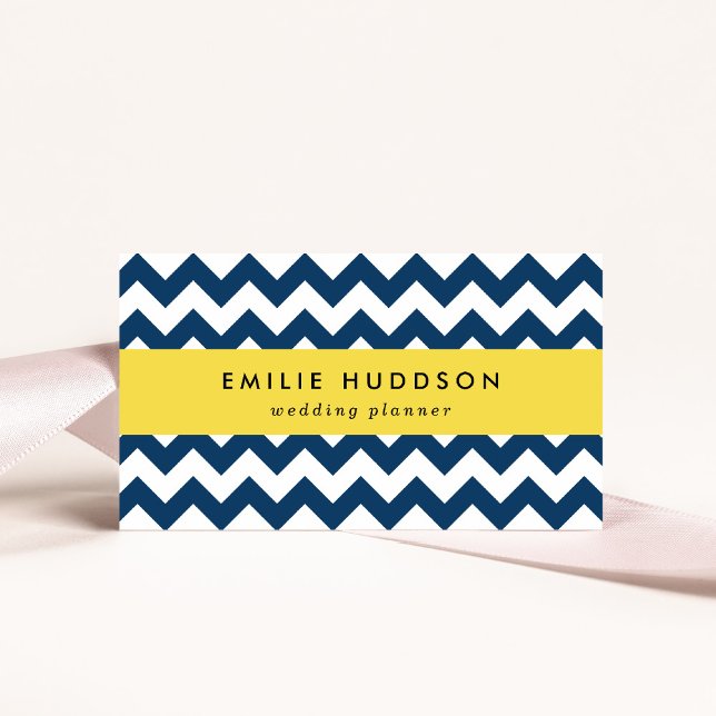 Navy Zigzag, Navy Chevron, Geometric Pattern Business Card (Creator Uploaded)