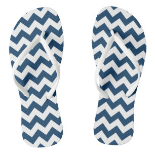 Navy Zigzag, Navy Chevron, Geometric Pattern Jandals
