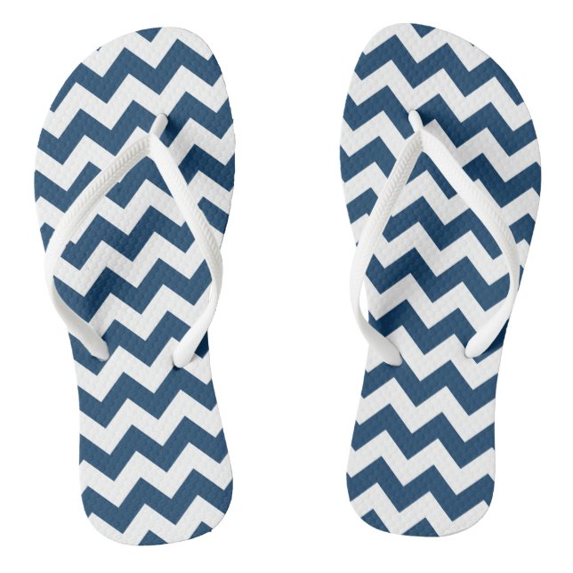 Navy Zigzag, Navy Chevron, Geometric Pattern Jandals (Footbed)