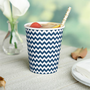 Navy Zigzag, Navy Chevron, Geometric Pattern Paper Cups