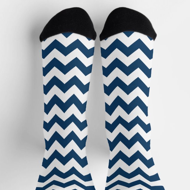 Navy Zigzag, Navy Chevron, Geometric Pattern Socks (Top)