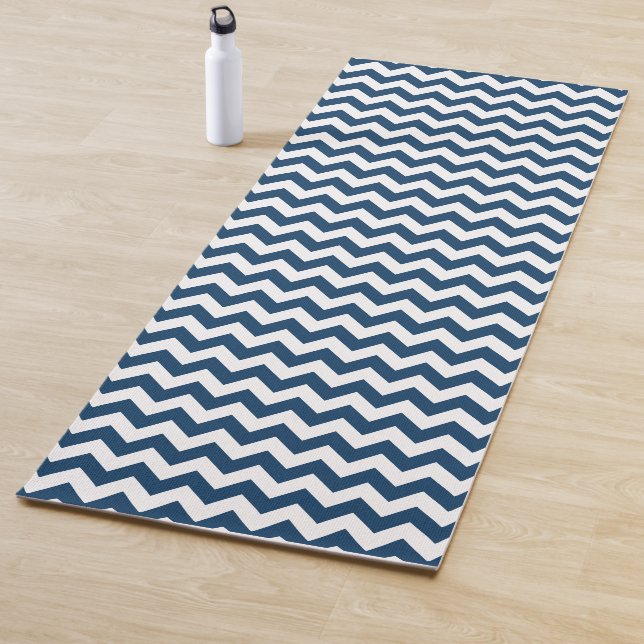 Navy Zigzag, Navy Chevron, Geometric Pattern Yoga Mat (In Situ)
