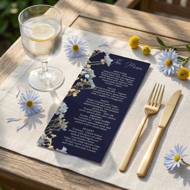 NavyFloral Wedding Menu, Minimalist Menu, Elegant  Menu (Creator Uploaded)
