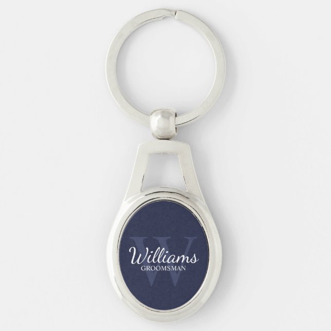 Navyh Personalised Script Groomsmen Name&Monogram Key Ring (Front)