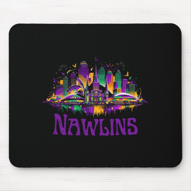 Nawlins New Orleans Cityscape Mardi-gras Souvenir  Mouse Pad (Front)