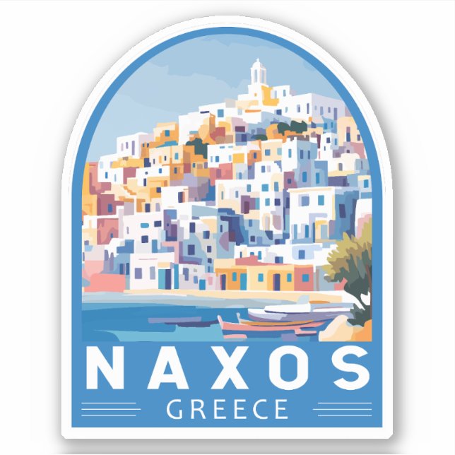 Naxos Greece Illustration Travel Art Vintage (Front)