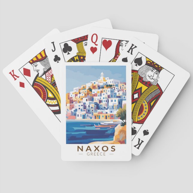 Naxos Greece Illustration Travel Art Vintage Playing Cards (Back)