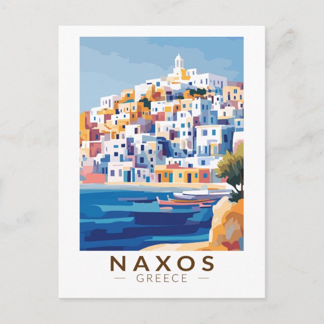 Naxos Greece Illustration Travel Art Vintage Postcard (Front)