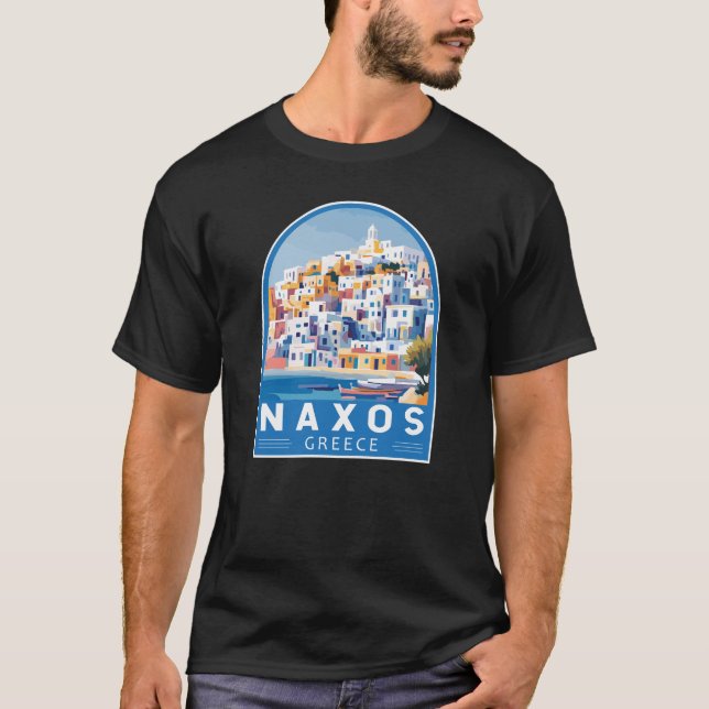 Naxos Greece Illustration Travel Art Vintage T-Shirt (Front)