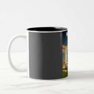 Naxos Greece Night Sky Ancient Ruins Travel Poster Two-Tone Coffee Mug