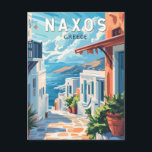 Naxos Greece Travel Art Vintage Postcard<br><div class="desc">Naxos retro vector travel design. Naxos is a Greek island in the South Aegean,  the largest of the Cyclades island group. Its fertile landscape spans mountain villages,  ancient ruins and long stretches of beach.</div>