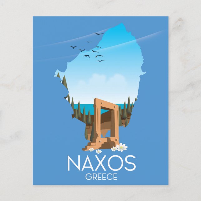 Naxos Map Greek travel poster. (Front)