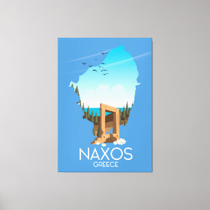 Naxos Map Greek travel poster. Canvas Print