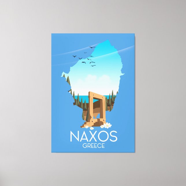 Naxos Map Greek travel poster. Canvas Print (Front)