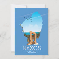 Naxos Map Greek travel poster.