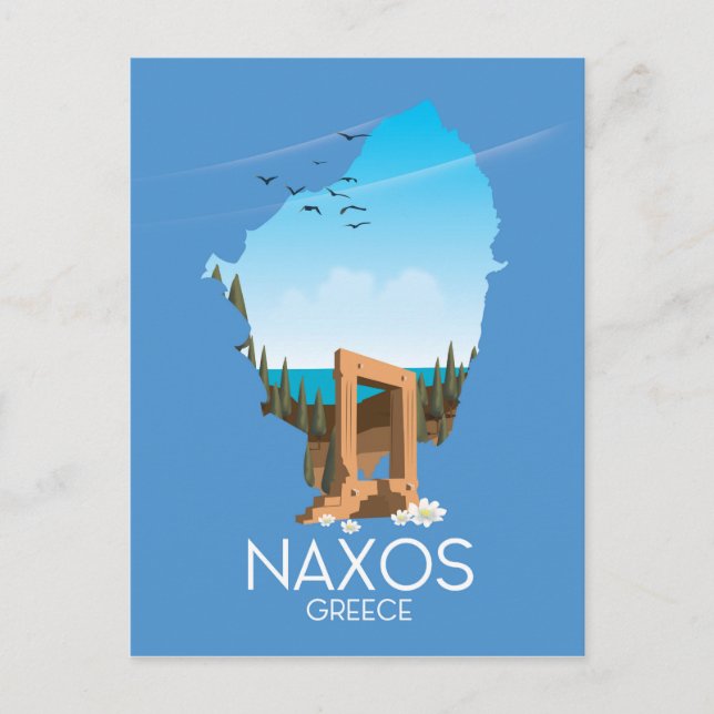 Naxos Map Greek travel poster. Postcard (Front)