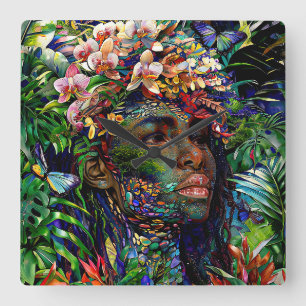 “Nayari” - Jungle Mirage - Women In Amazonia Square Wall Clock
