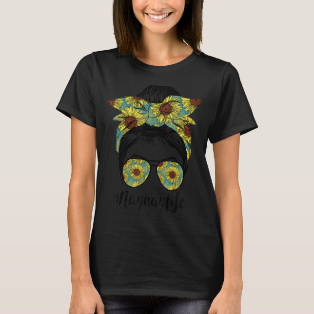 Naynay Life Messy Hair Bun Sunflower Women Mother' T-Shirt (Front)