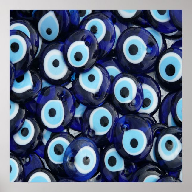 Nazar Amulets Evil Eye Stones Blue Pattern Poster (Front)