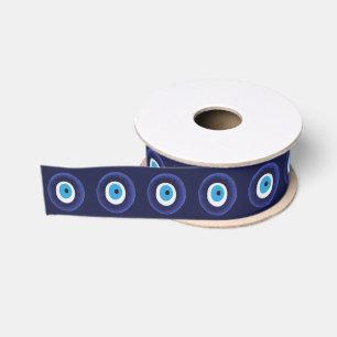 Nazar Evil Eye Protection Amulet Blue Bead Symbol Grosgrain Ribbon