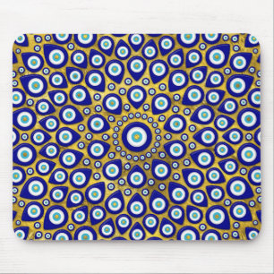 Nazar eye - Turkish Eye charm on gold Mouse Pad